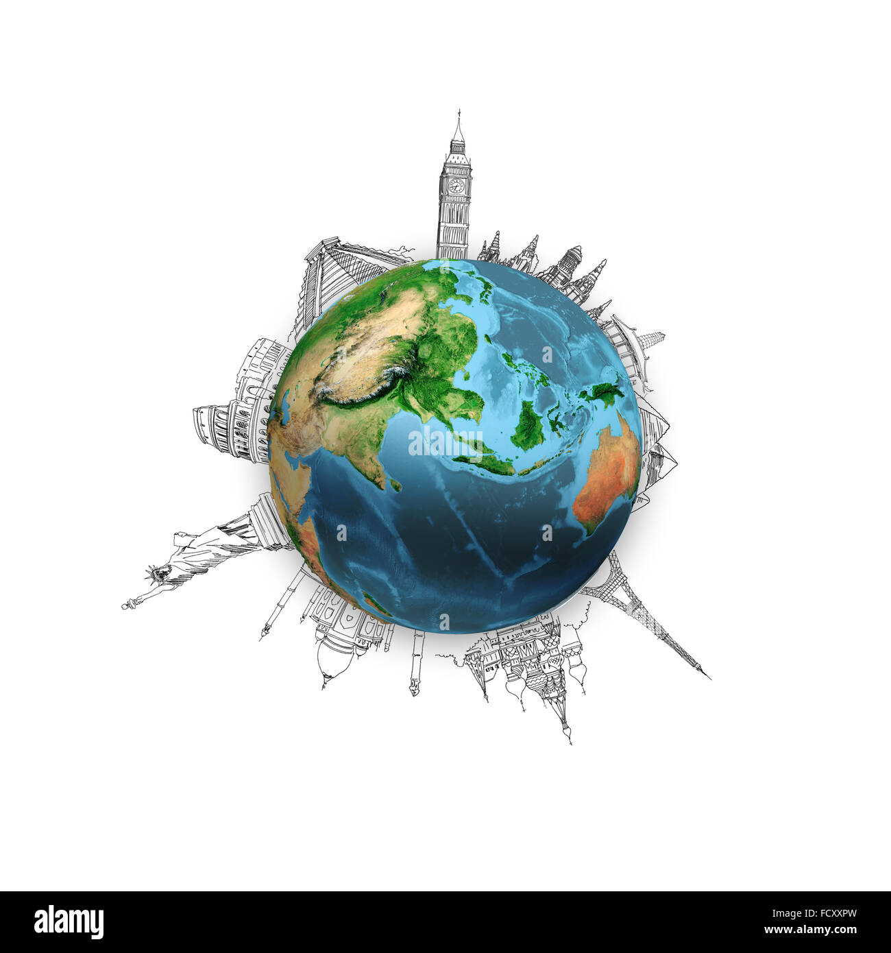 Planète Terre sur fond blanc avec des croquis au crayon. Éléments de cette image sont meublées par la NASA Banque D'Images