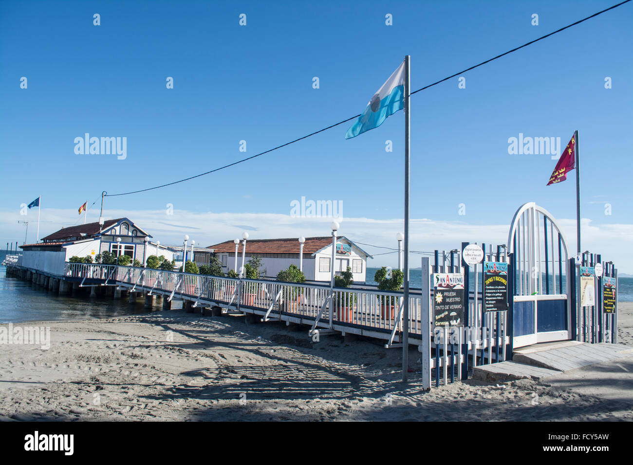 Restaurant San Antonio sur la Mar Menor, à Los Alcazares, Murcia, Espagne Banque D'Images