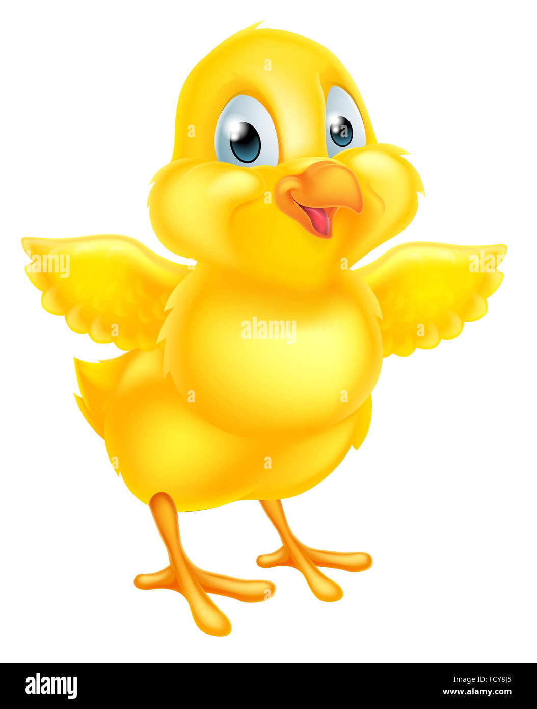 Jaune poussin de Pâques dessin animé bébé oiseau poulet Banque D'Images