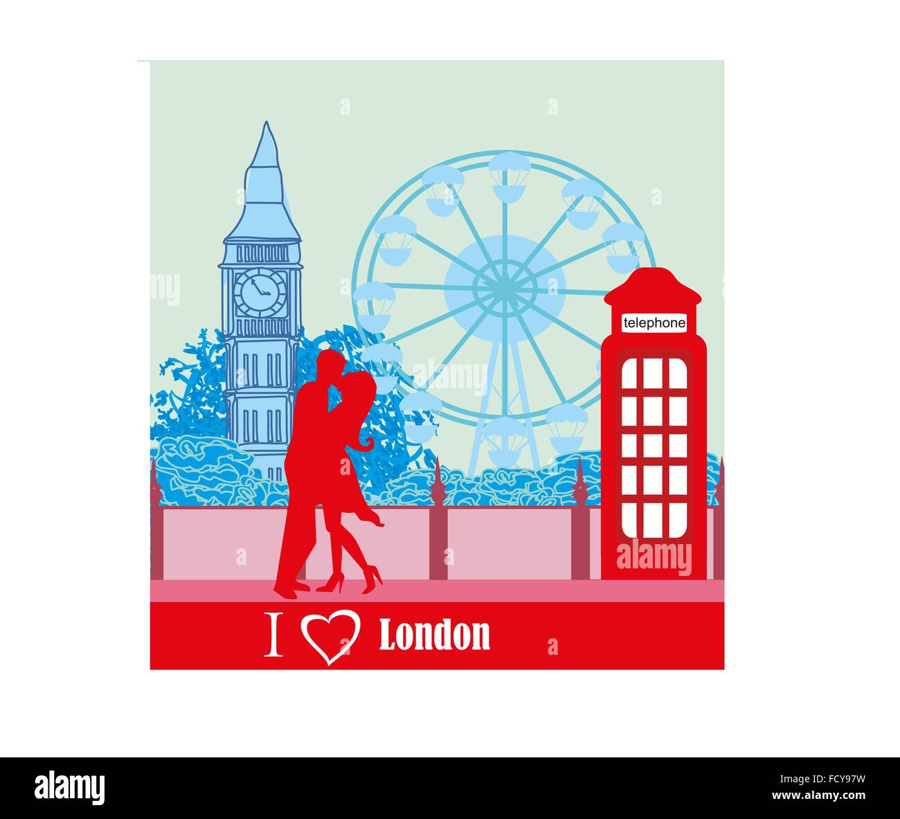 Couple romantique à Londres Illustration de Vecteur