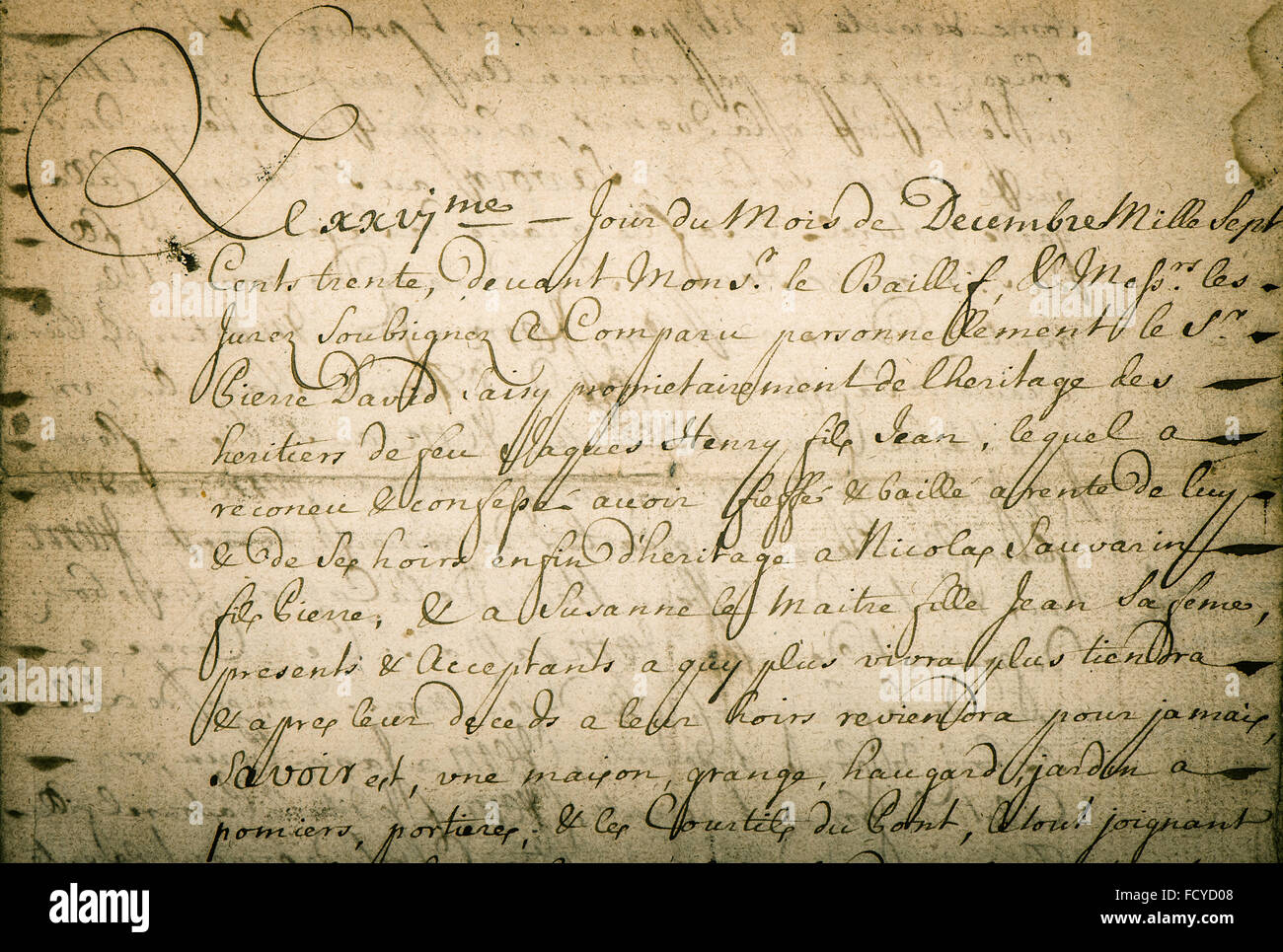 Lettre ancienne avec texte manuscrit. Stained texture background. Tons style vintage photo Banque D'Images