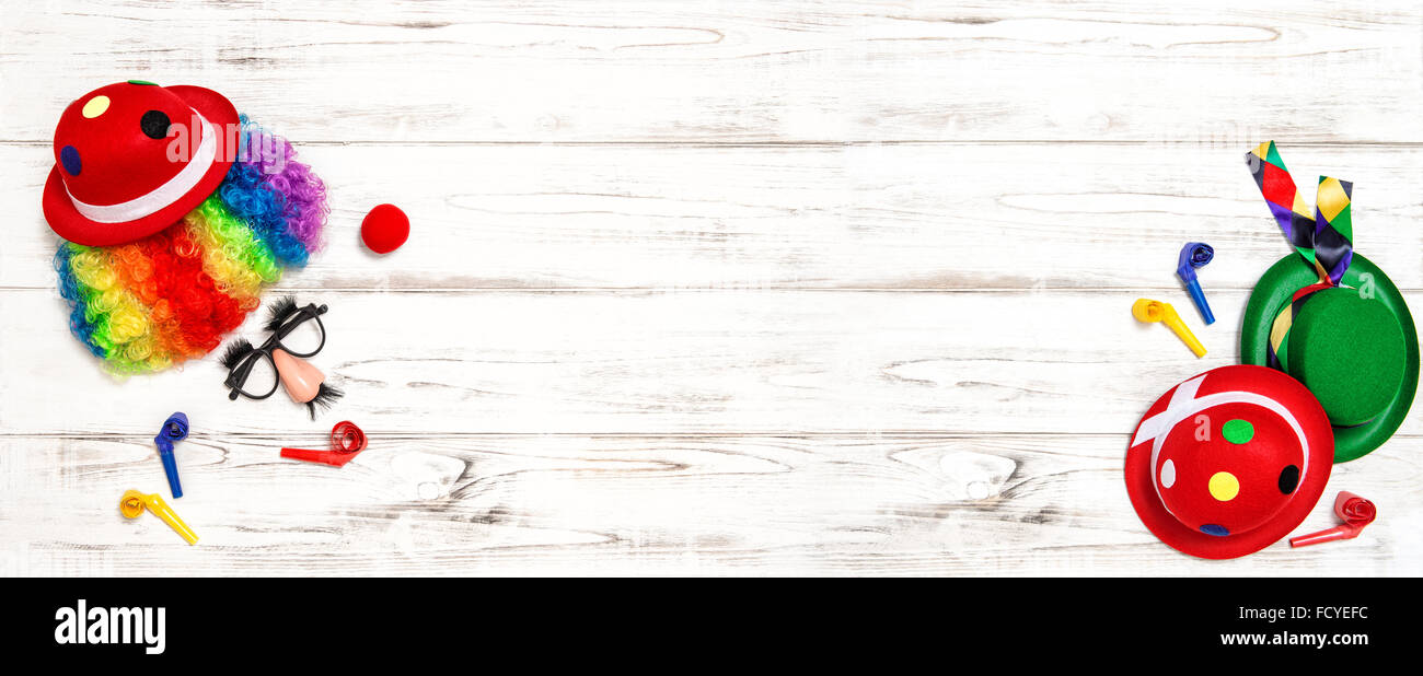 Masque de carnaval clown. Vacances bannière. Décoration parti Banque D'Images