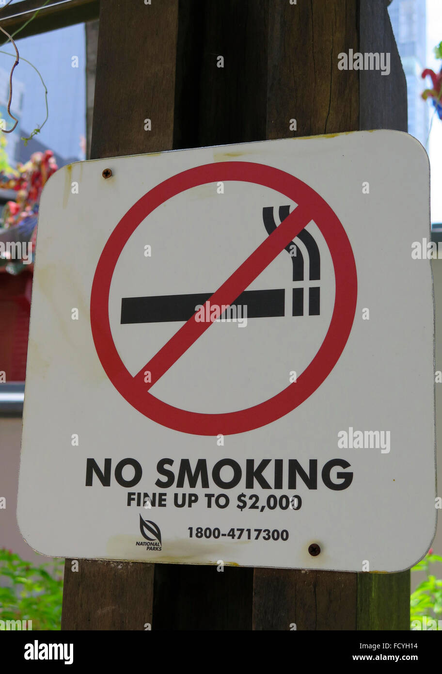 Aucun signe de fumer, à Singapour, en Asie Banque D'Images