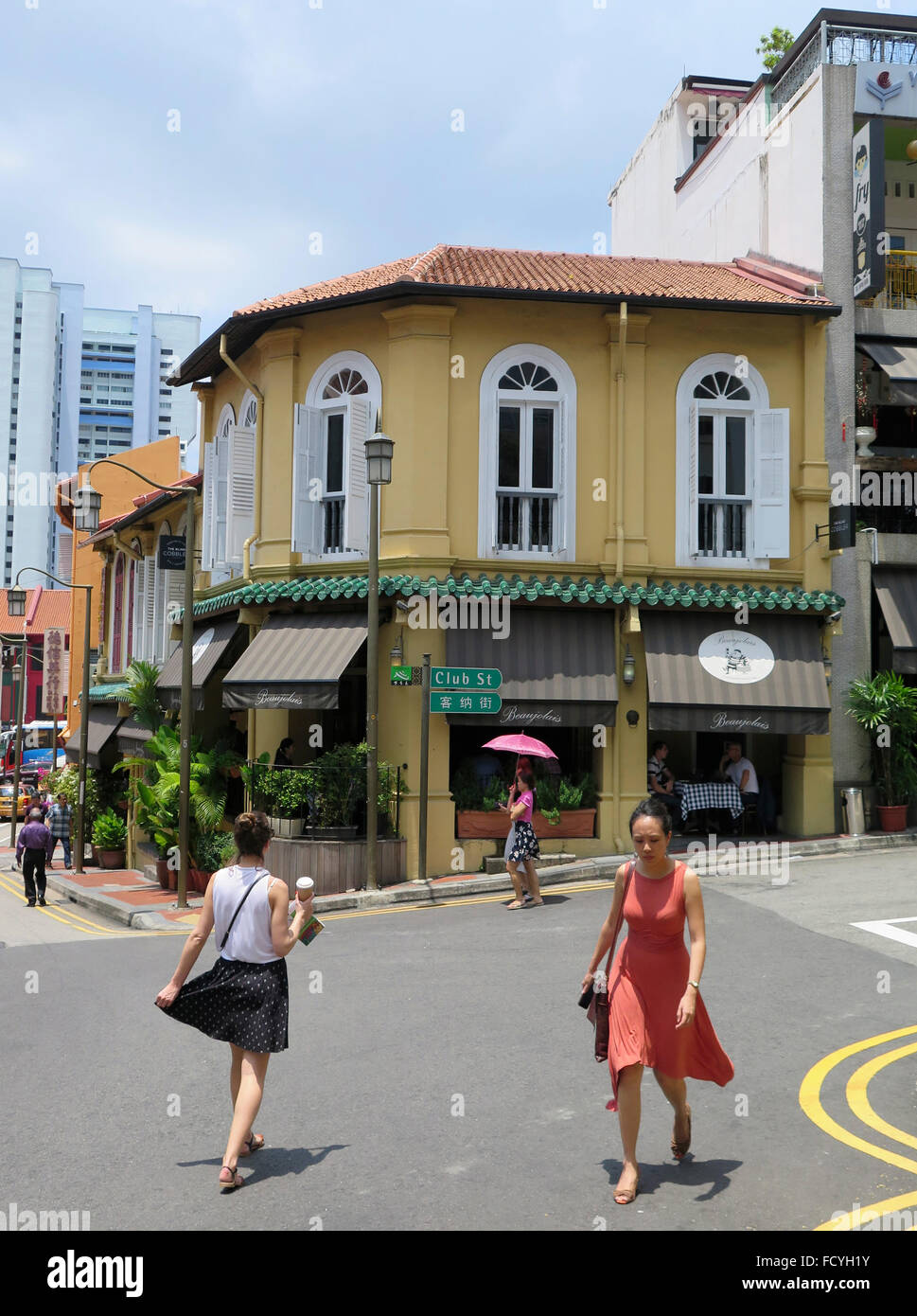 Restaurant Beaujoulais, Chinatown, Singapour, Asie Banque D'Images