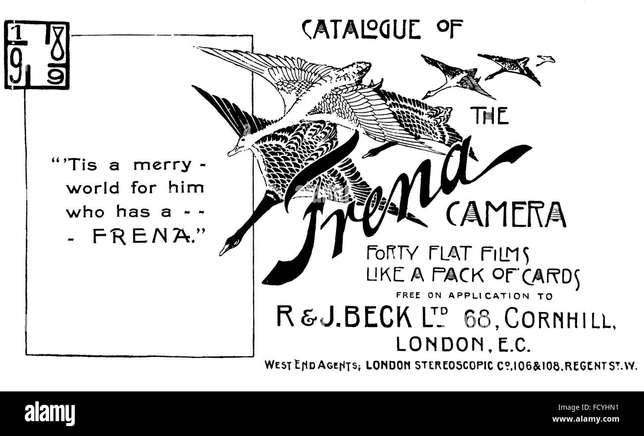 Beck Ltd, Frena publicité catalogue appareil photo à partir de 1900 Le Studio Magazine Banque D'Images