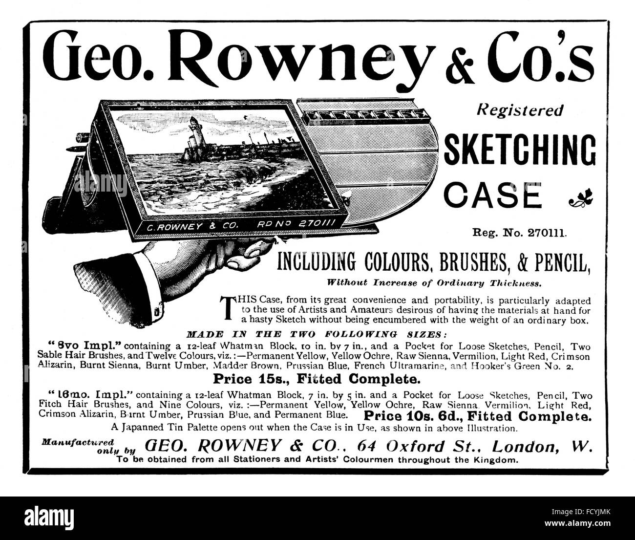 Rowney and Co, l'esquisse de 1900 annonce de cas Le Studio Magazine Banque D'Images