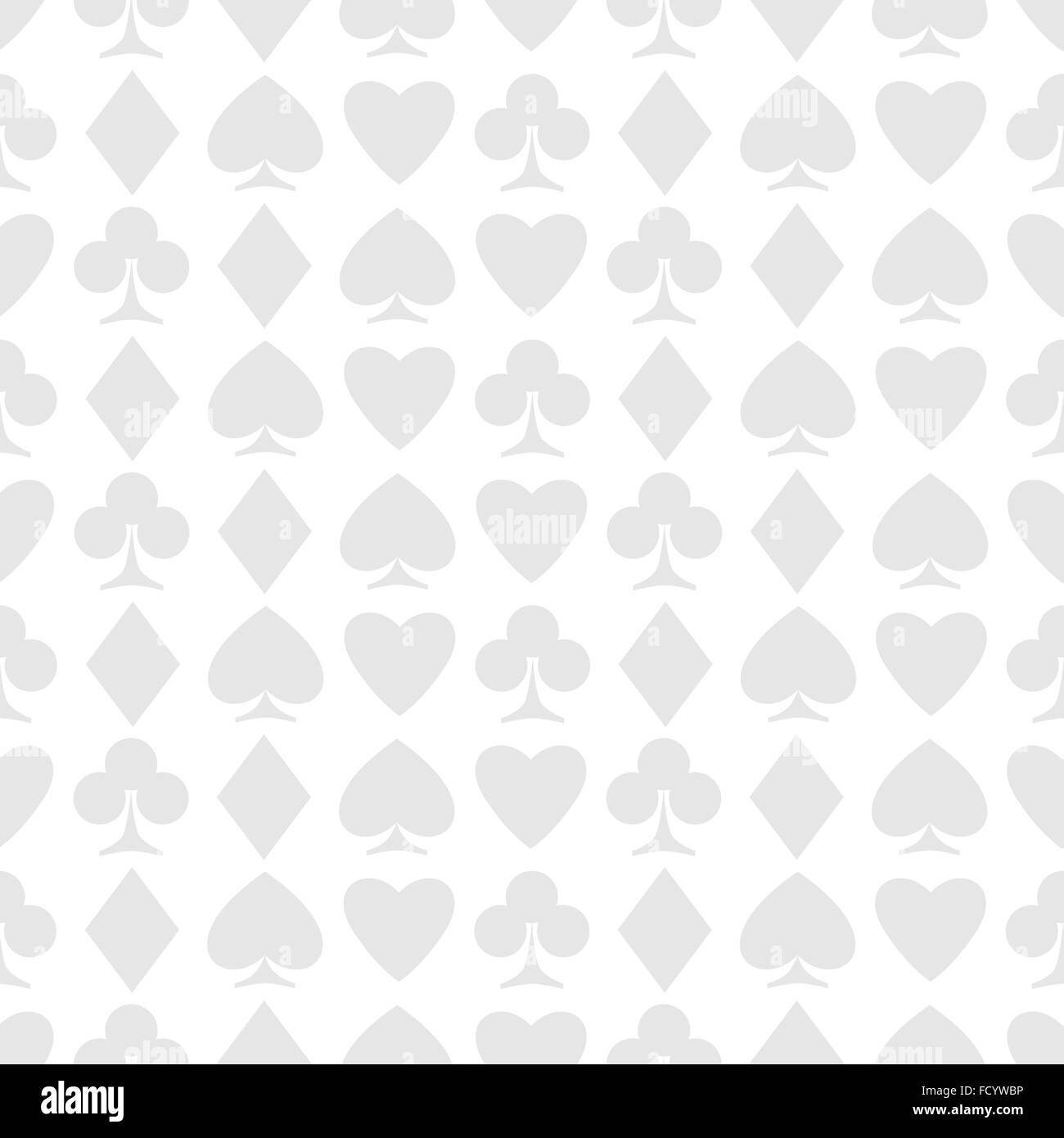 Motif de carte à jouer sans poursuites au blanc. vector background design. Coeurs, Piques, les diamants et les clubs symbole. casino et Illustration de Vecteur