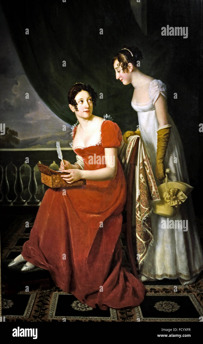 Henri François Riesener Portrait d'Anne Louise Riesener Bliss, né Longroy, épouse du peintre, et sa sœur Anne Longroy Adelaide (1810) France Banque D'Images