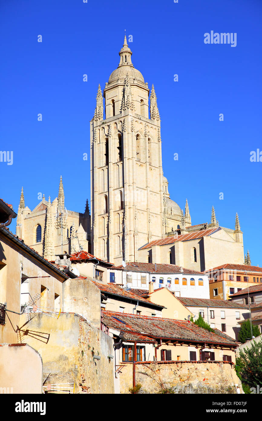 Clocher de cathédrale de Ségovie, Espagne Banque D'Images