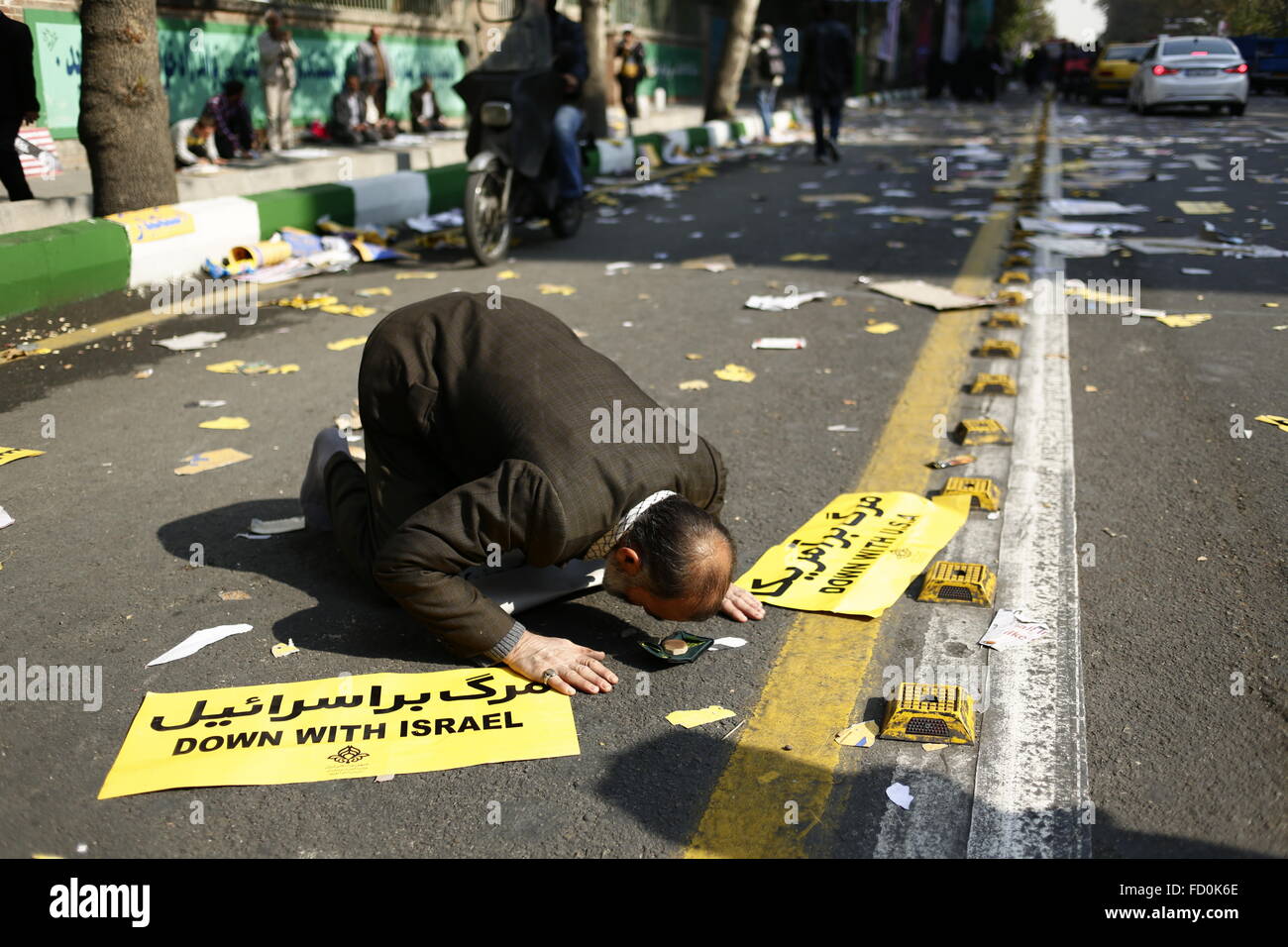 Manifestation devant l'ambassade des États-Unis à Téhéran, Iran. Banque D'Images