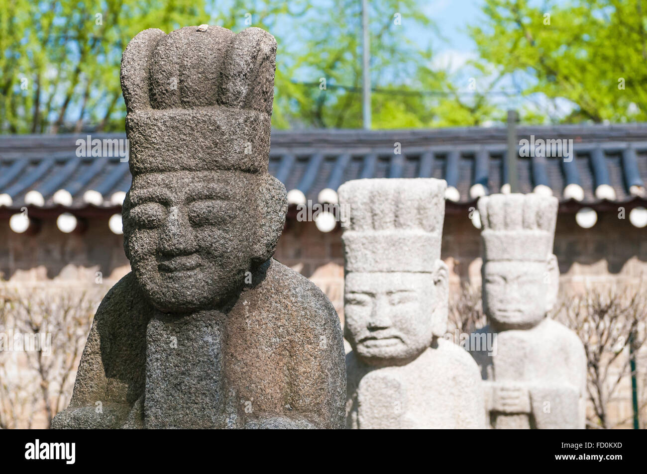 Statue en pierre de Corée, Muninseok, National Folk Museum, Séoul, Corée du Sud Banque D'Images