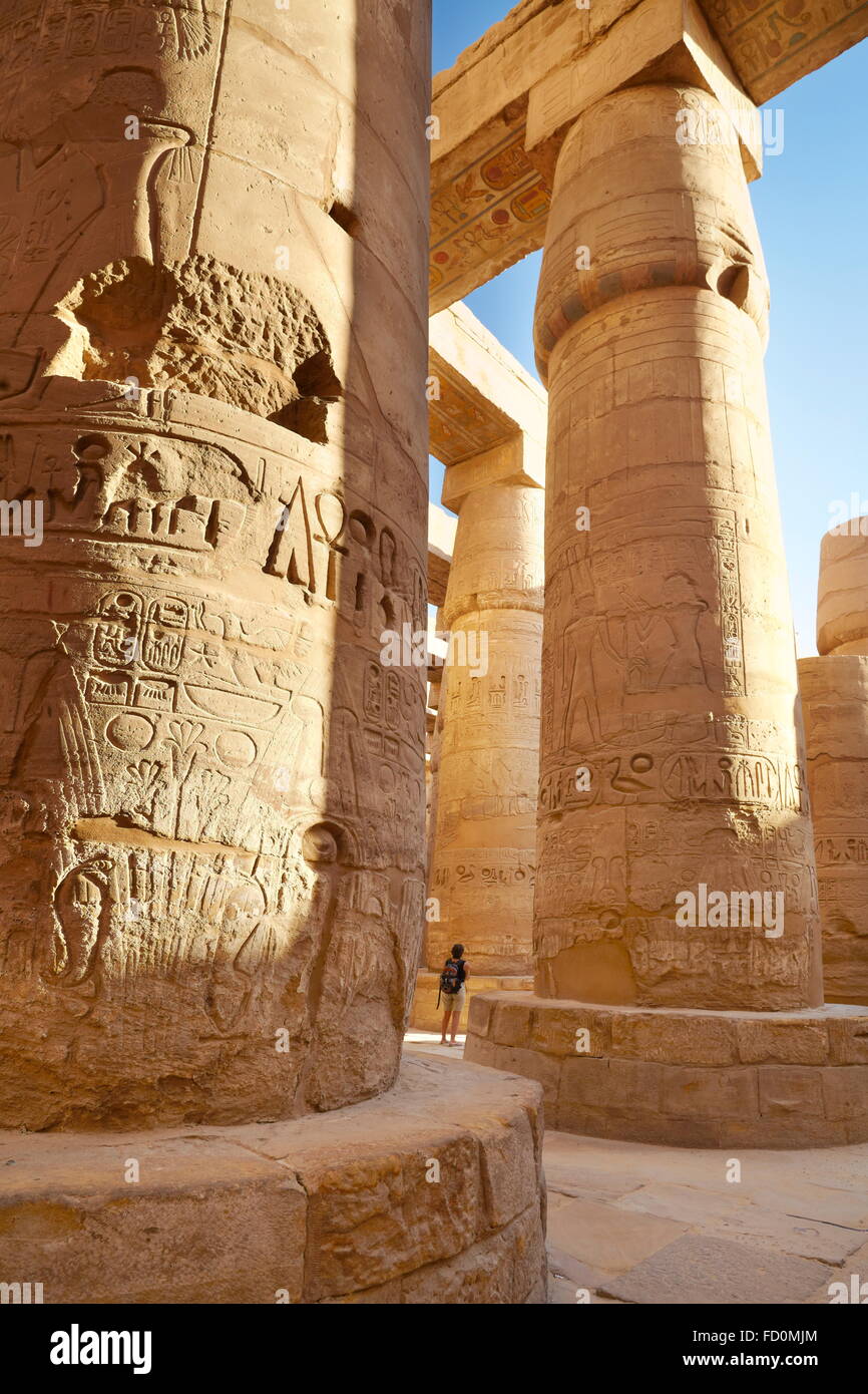 Egypte - Temple de Karnak, salle hypostyle, Luxor, Egypt Banque D'Images