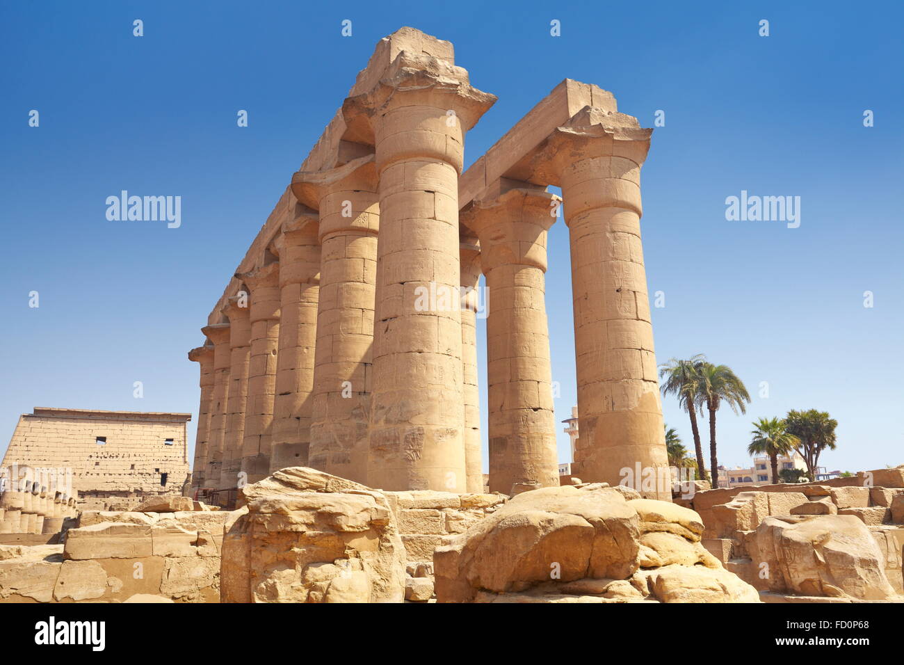 Colonne antique dans le temple de Louxor, Louxor, Egypte Banque D'Images
