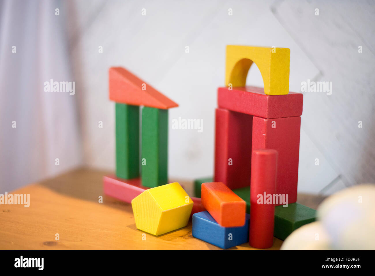 Un ensemble de blocs en bois d'un enfant Banque D'Images