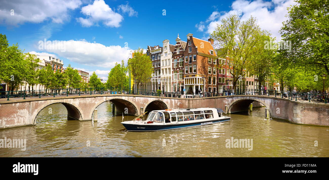 Amsterdam canal pont - Holland, Pays-Bas Banque D'Images