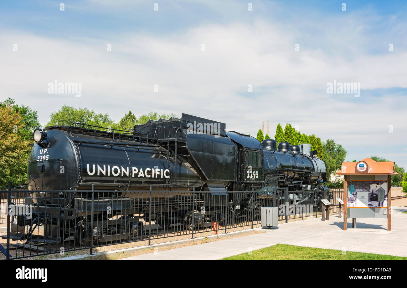 New York, Boise Union Pacific Depot, Mikado-type locomotive à vapeur, le moteur 2295 'Big Mike' Banque D'Images