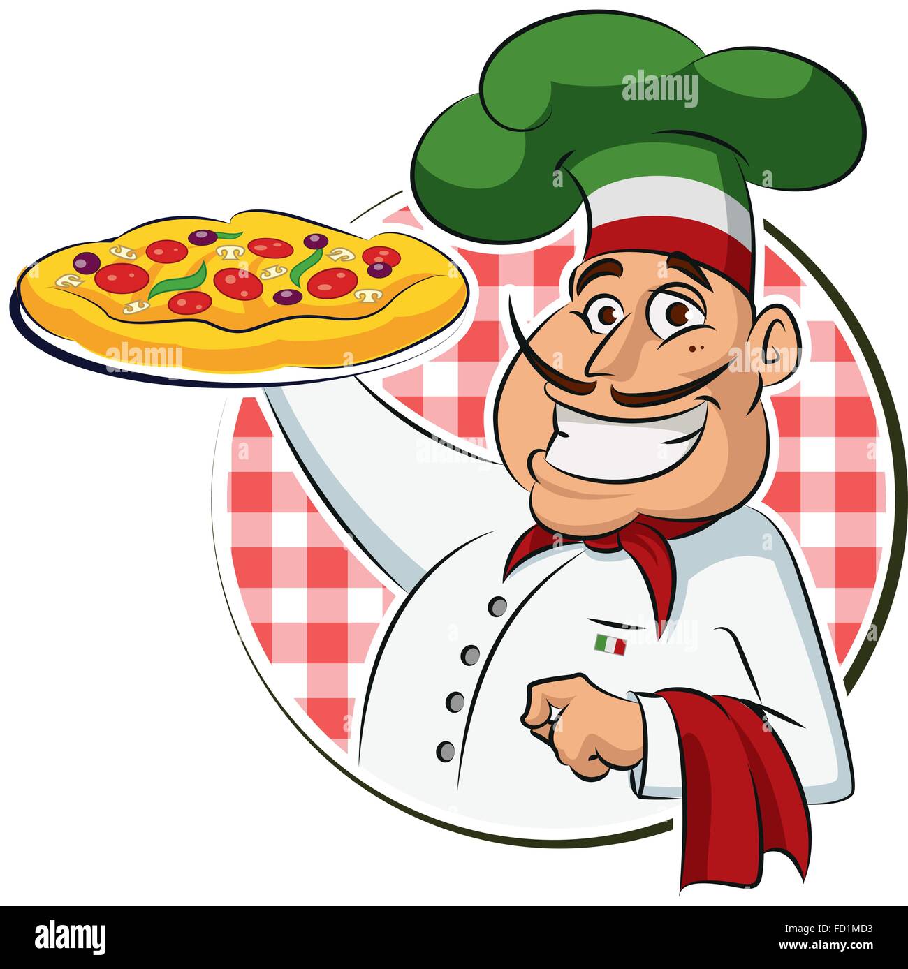 Faire cuire la pizza. Vector illustration isolé sur fond blanc Illustration de Vecteur