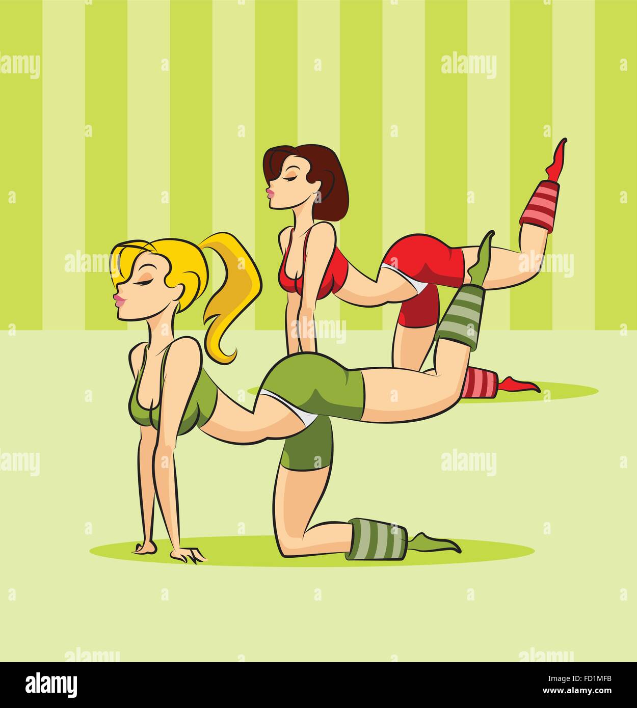 Jeu de remise en forme des femmes. Vector illustration sur un arrière-plan Illustration de Vecteur