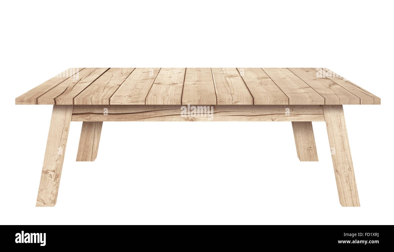 Table en bois brun est isolé sur fond blanc Banque D'Images