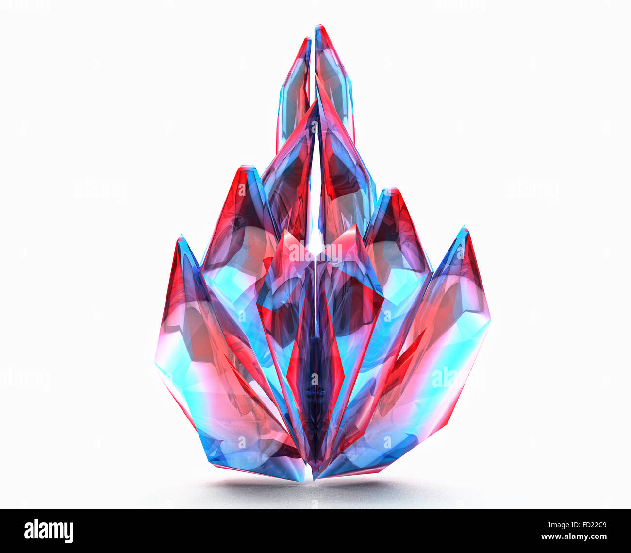 Cut glass crystal logo 3d logo facet polygonale volumétrique. isolé sur fond blanc Banque D'Images