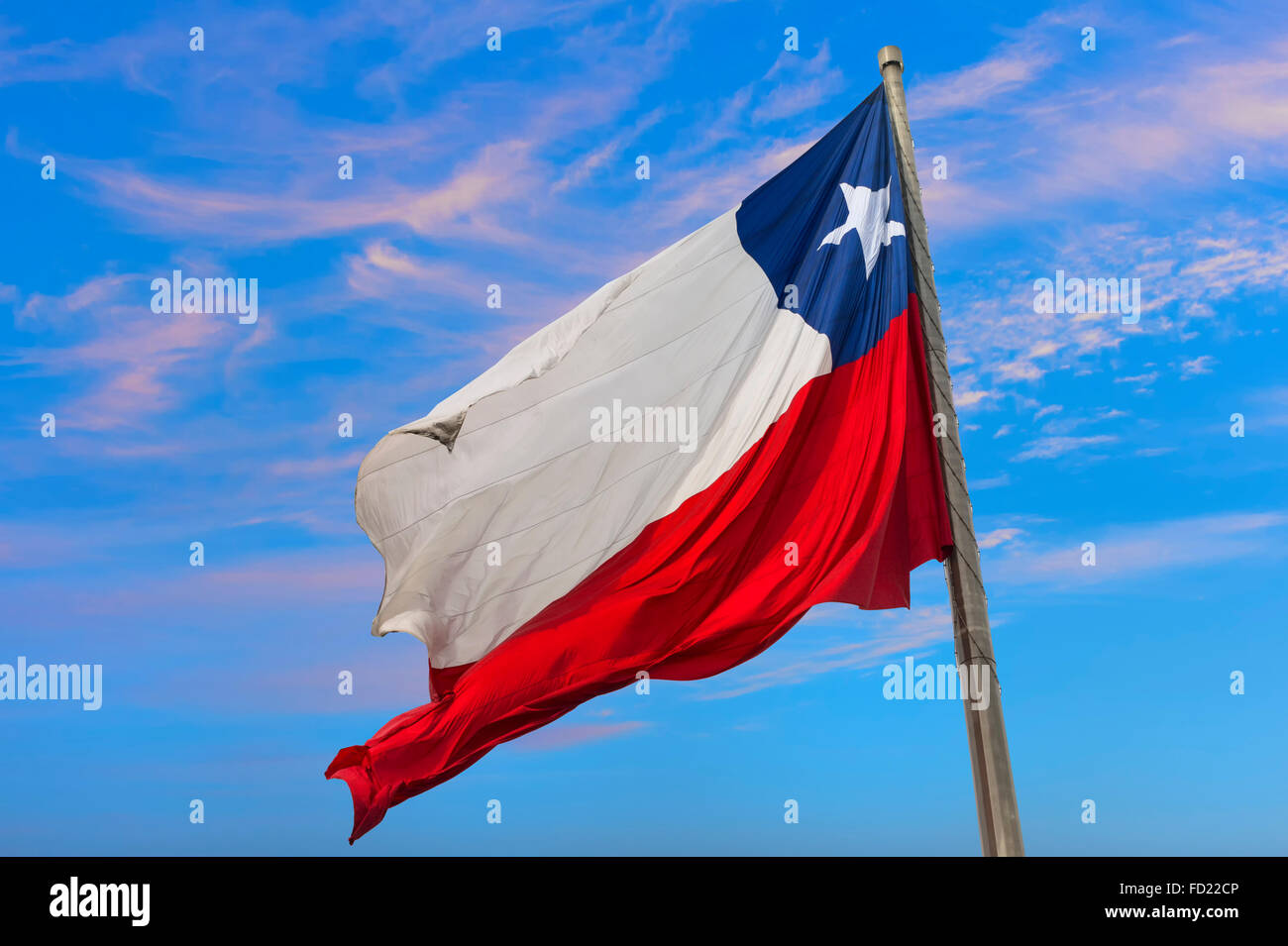 Drapeau du Chili, Santiago, Chili Banque D'Images