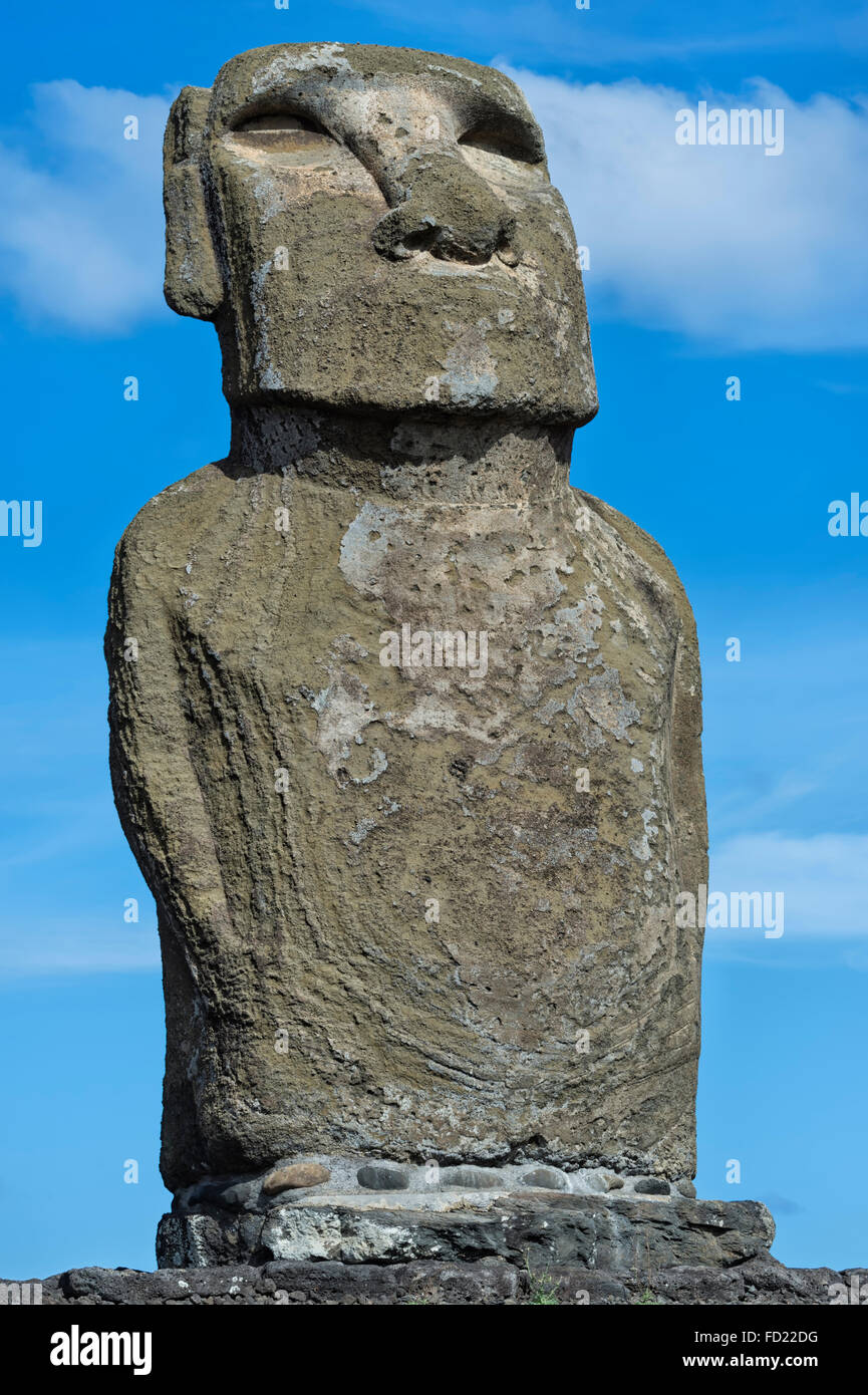 Moai, Ahu Tongariki, parc national de Rapa Nui, l'île de Pâques, Chili, UNESCO World Heritage Banque D'Images