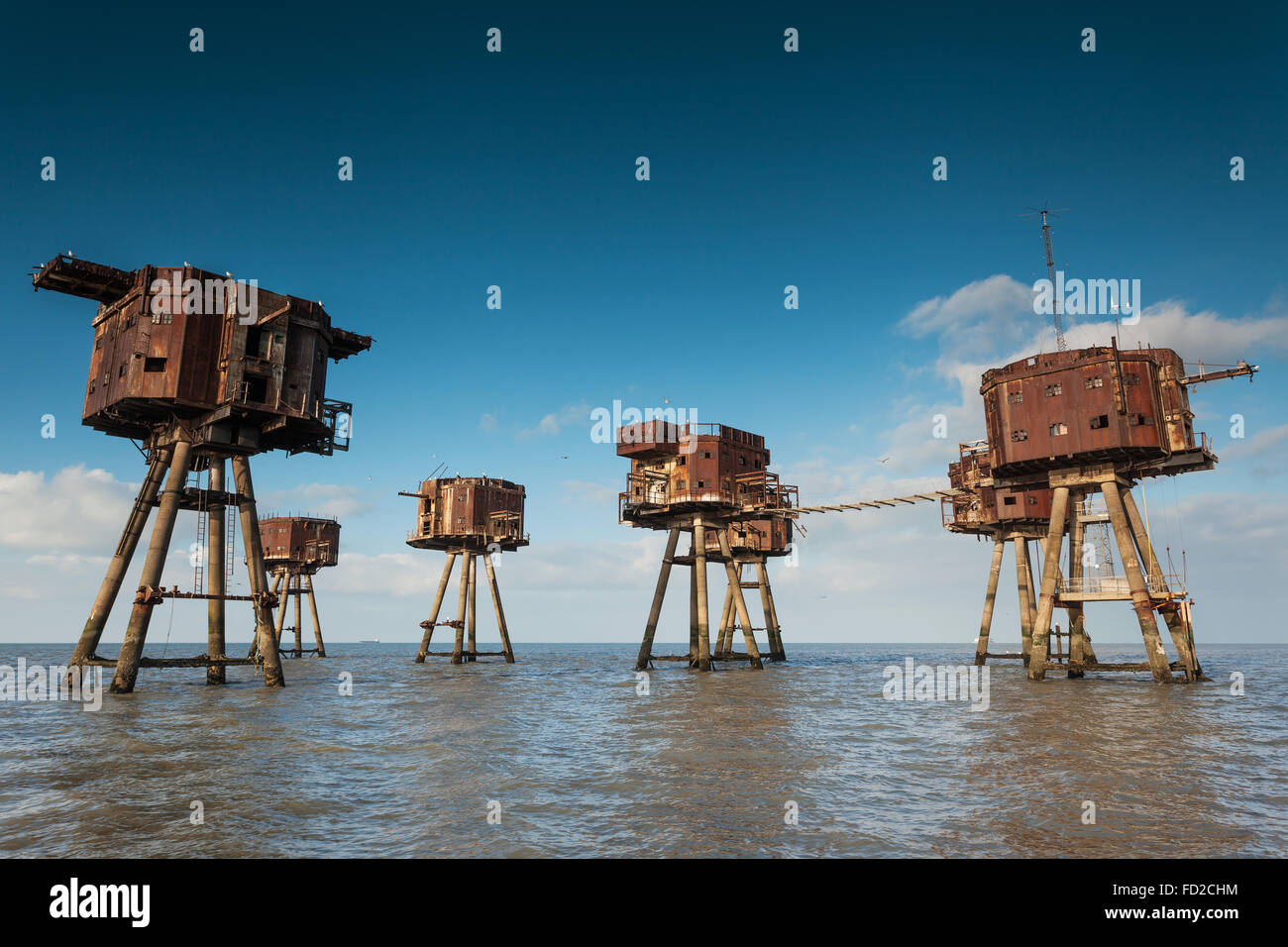 Photographie couleur de Mounsell Forts de Sables Rouges (Thames Estuary, Londres) Banque D'Images