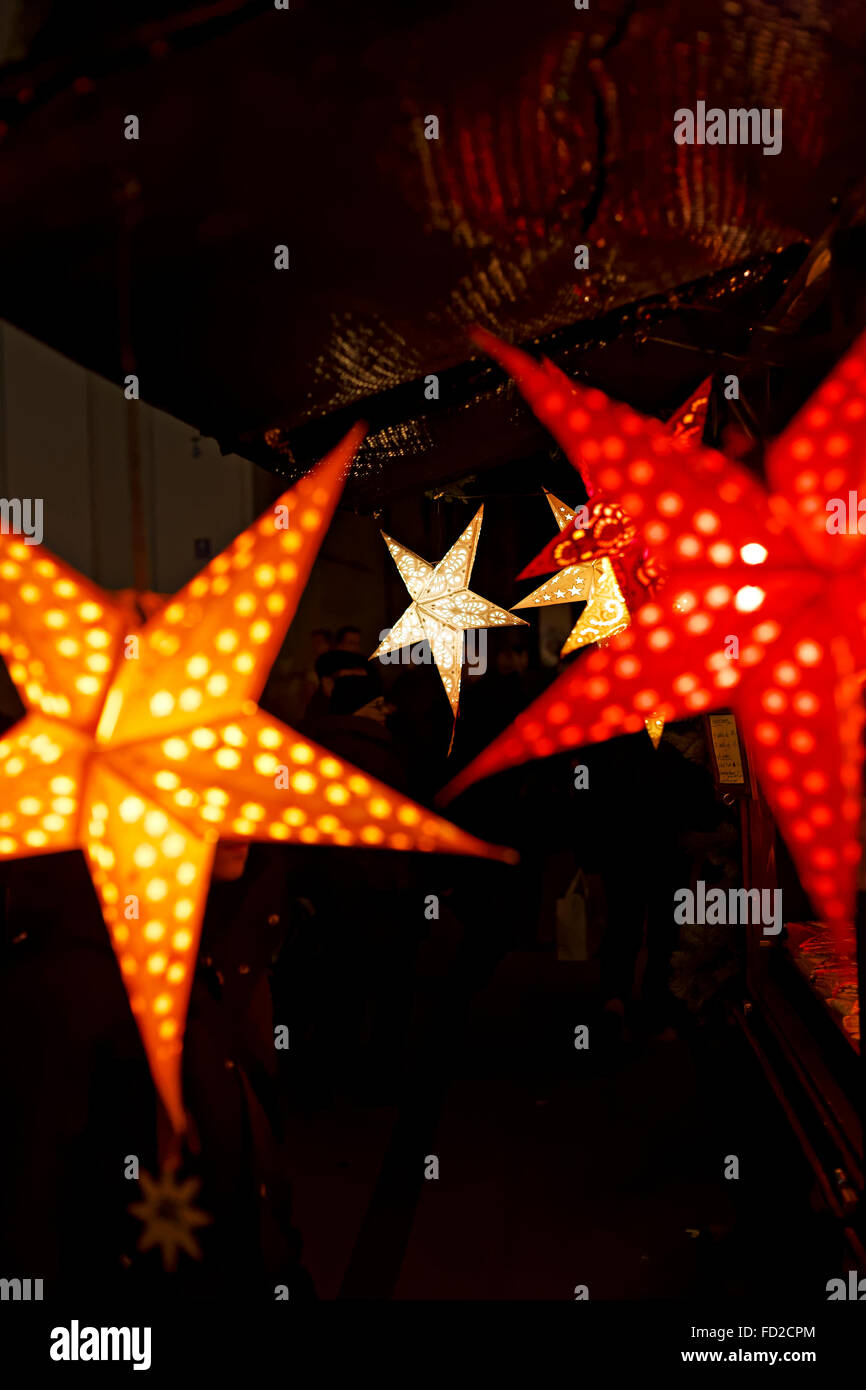 L'étoile de Noël décoration lumière Banque D'Images