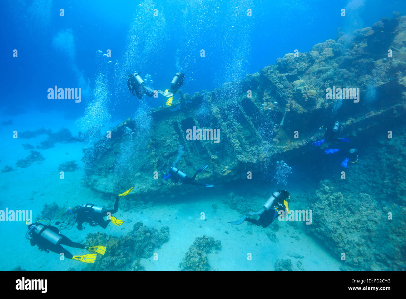 Sous-marine, plongée épave, plongée, mer, océan,, plongeur, les gens, Banque D'Images