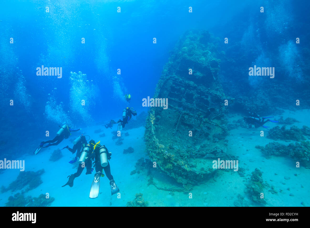 Sous-marine, plongée épave, plongée, mer, océan,, plongeur, les gens, Banque D'Images