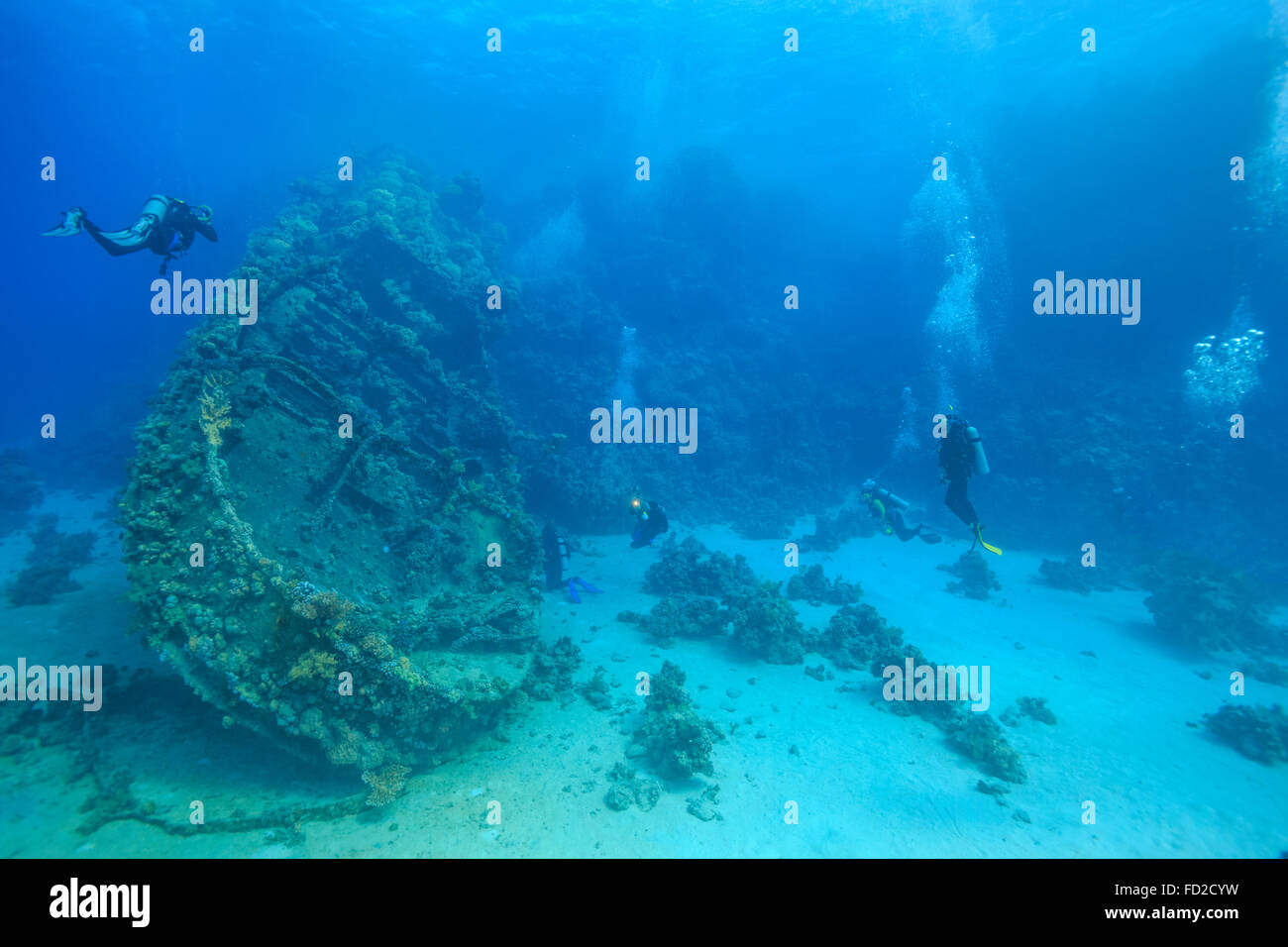 Sous-marine, plongée épave, plongée, mer, océan,, plongeur, les gens, Banque D'Images