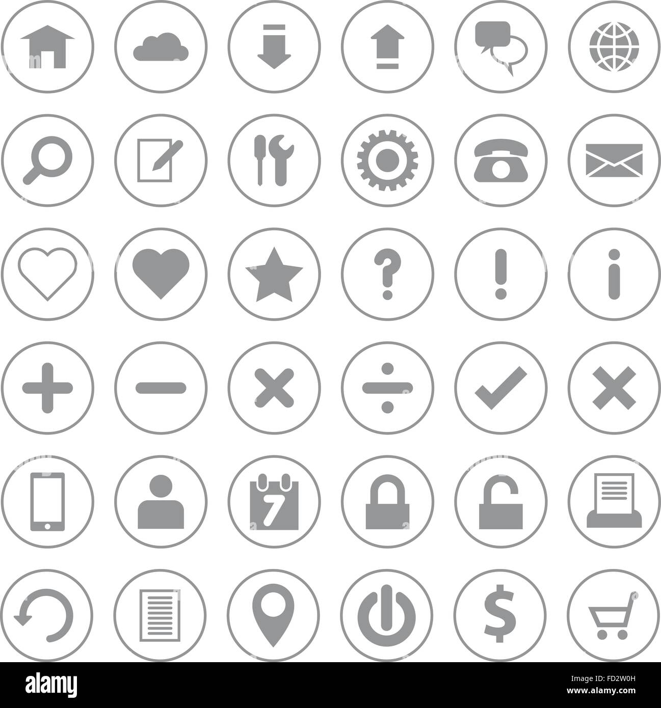 EPS10] [web icon set gris style plat sur châssis circulaire Illustration de Vecteur