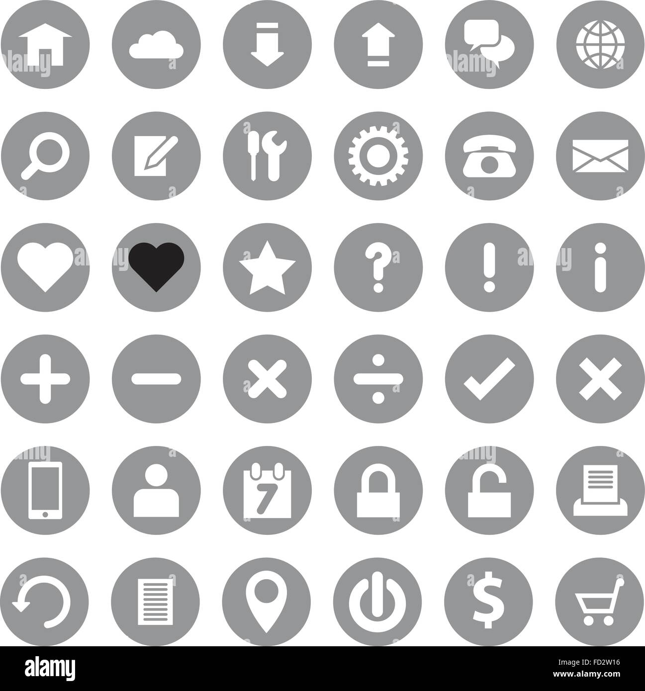 [EPS10] web icon set style plat sur cercle gris Illustration de Vecteur