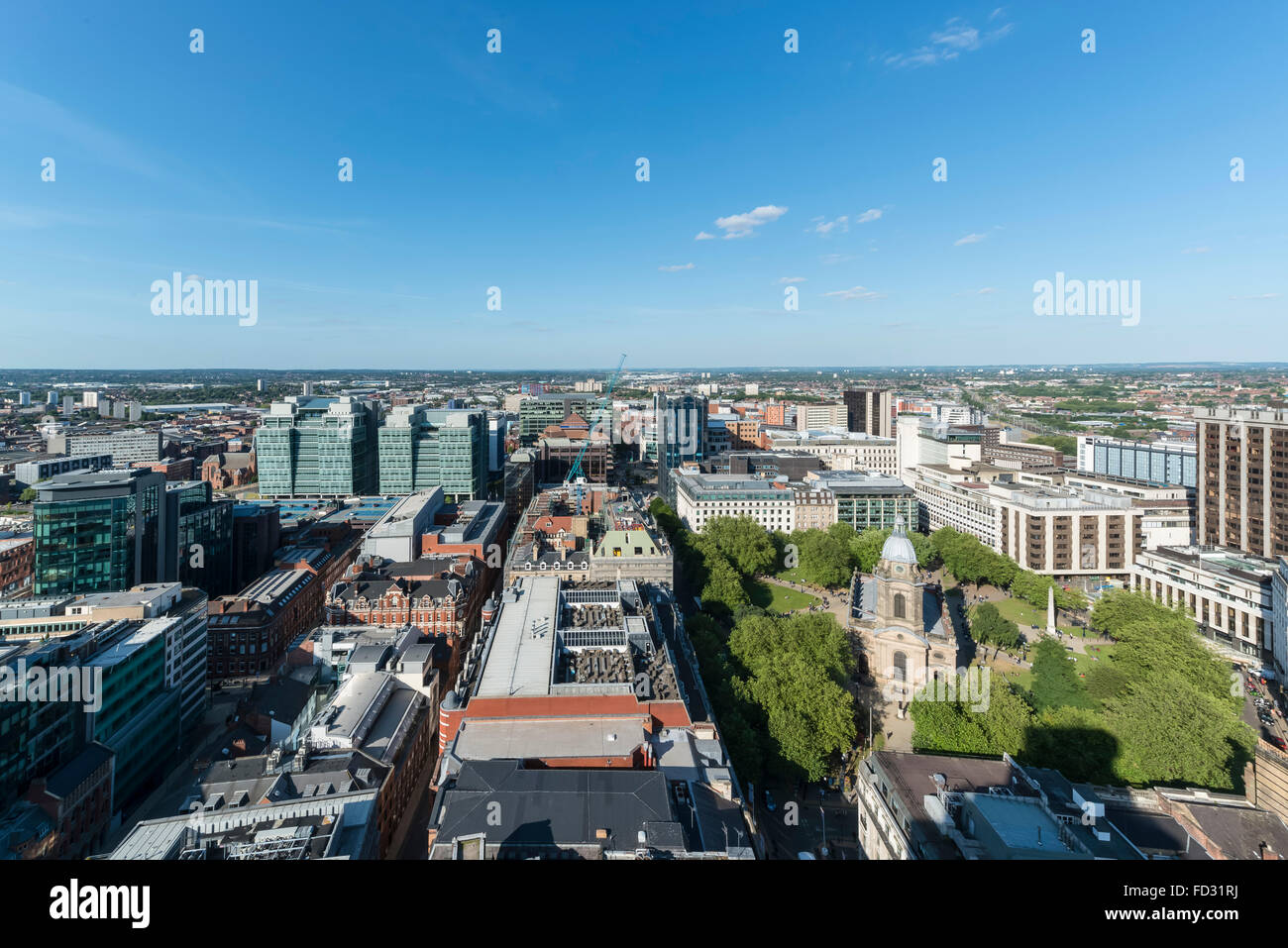 Une vue aérienne du centre-ville de Birmingham. Banque D'Images