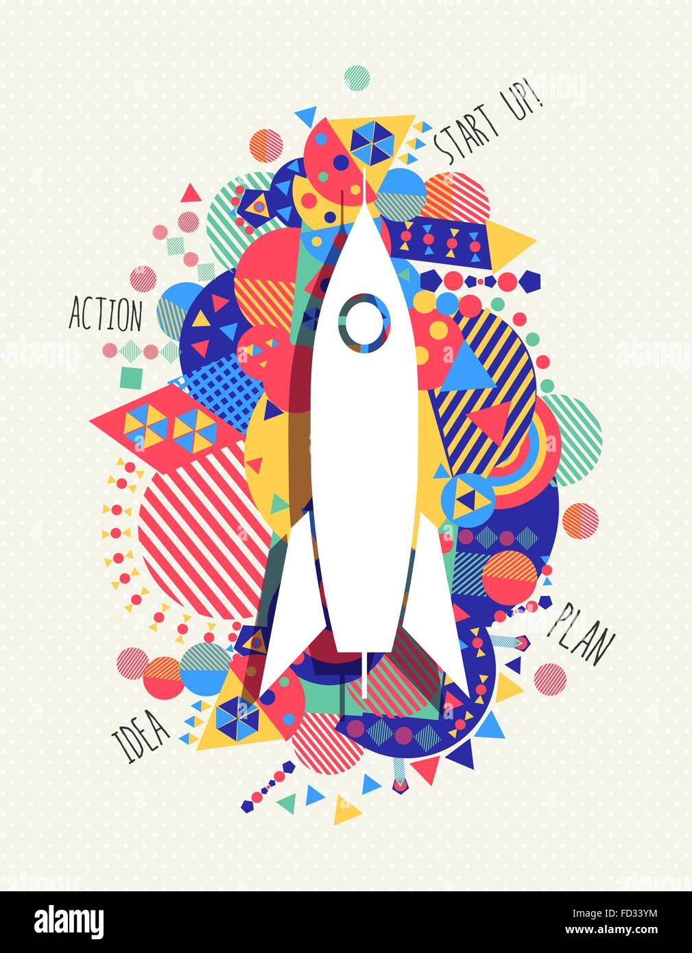 L'icône de fusée spatiale de démarrage d'entreprise, concept design avec des couleurs vibrantes décoration géométrique. Vecteur EPS10. Illustration de Vecteur
