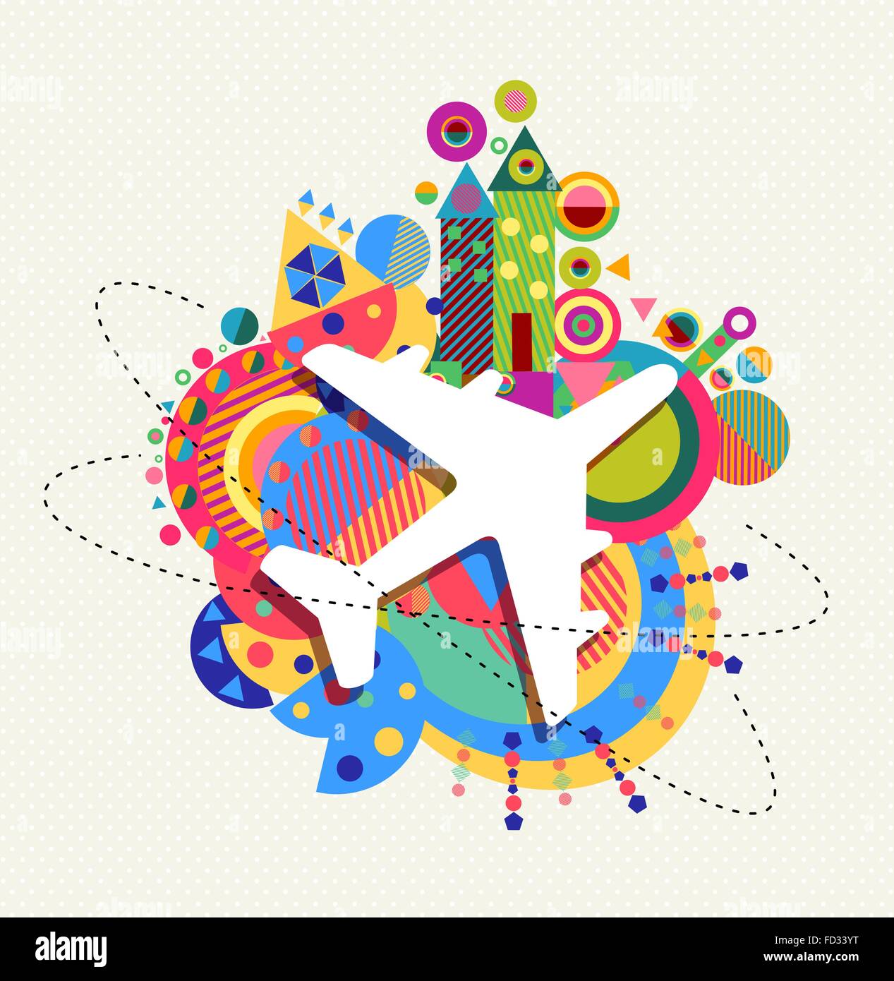 Air plane world travel icon concept design coloré avec décoration de la géométrie. Vecteur EPS10. Illustration de Vecteur