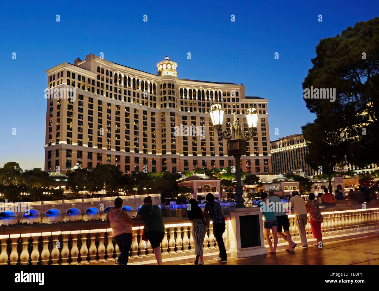 Bellagio Hotel and Casino, Las Vegas, la nuit. Banque D'Images