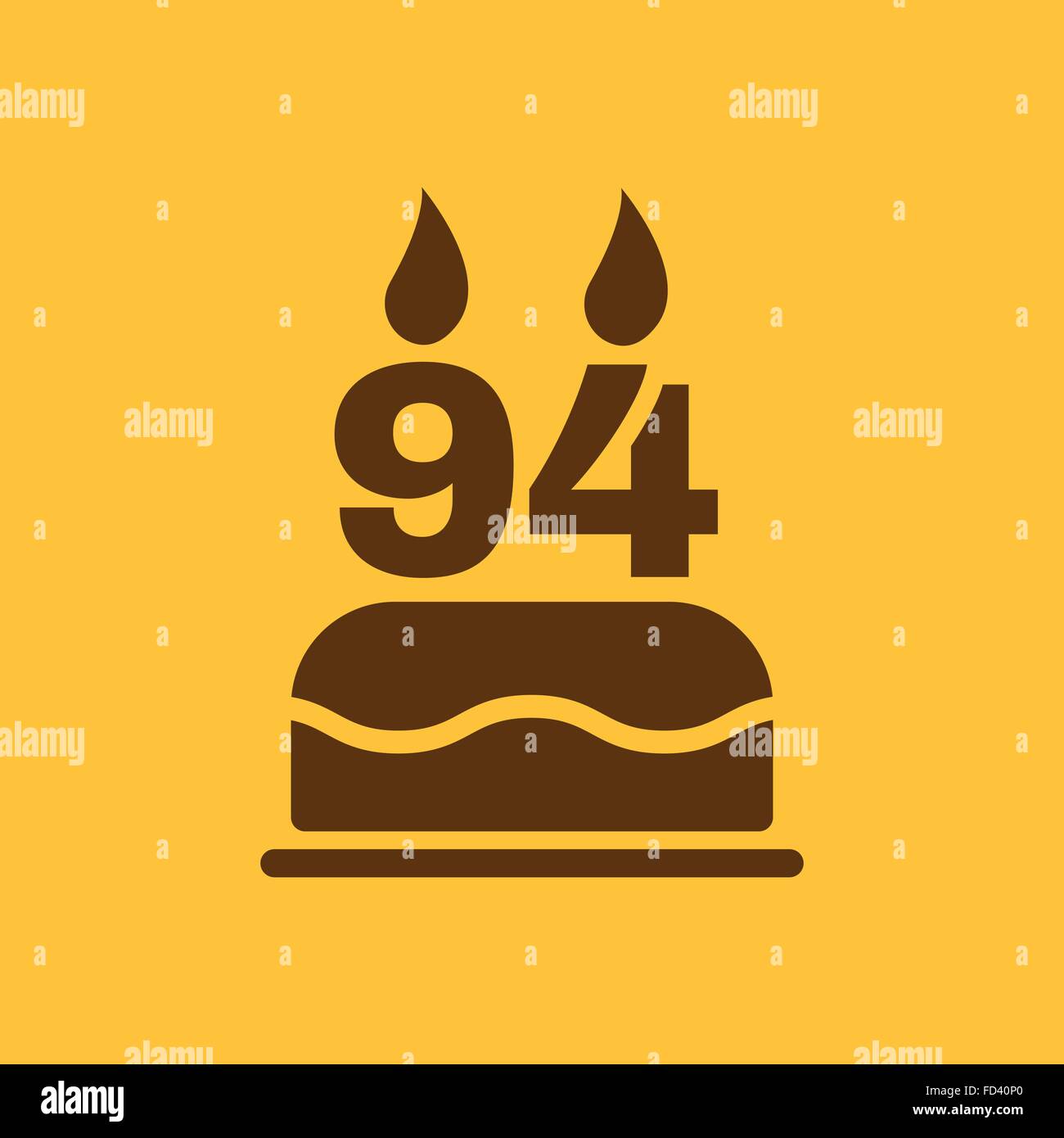 Le gâteau d'anniversaire avec des bougies en forme de numéro 94. Symbole d'anniversaire. Télévision Illustration de Vecteur