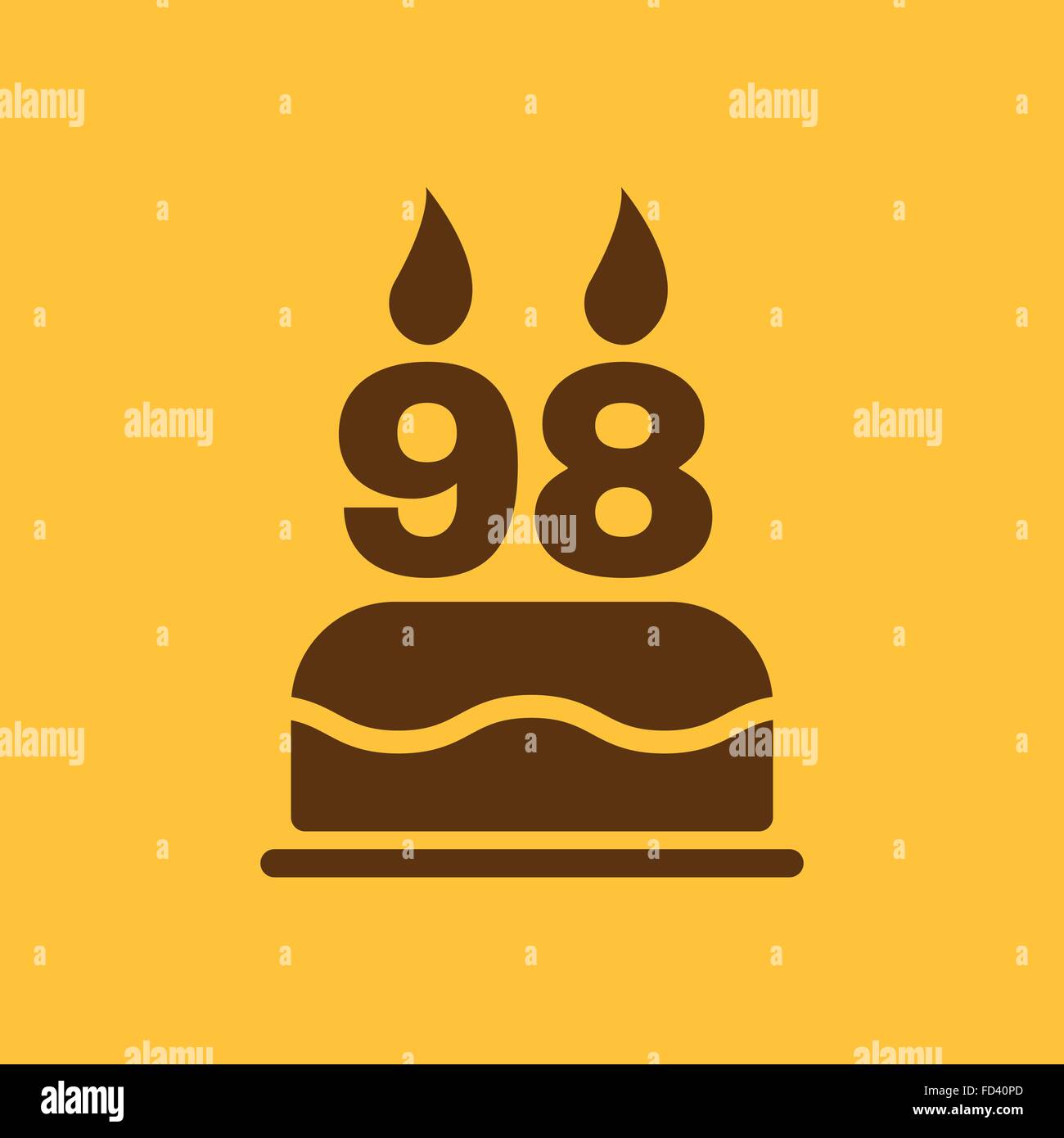 Le gâteau d'anniversaire avec des bougies sous la forme de l'icône numéro 98. Symbole d'anniversaire. Télévision Illustration de Vecteur
