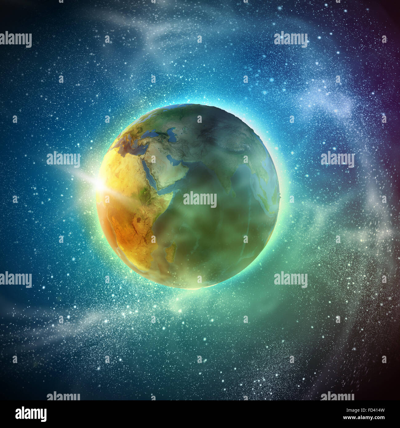 Image en couleur de la planète terre dans l'espace Banque D'Images