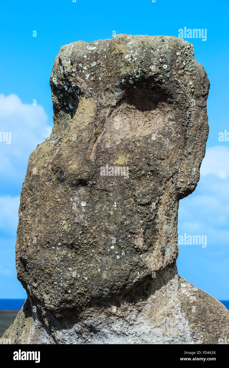 Le Chili, l'île de Pâques, parc national de Rapa Nui, l'UNESCO World Heritage Site, Vaihu, Vaihu Moai Banque D'Images