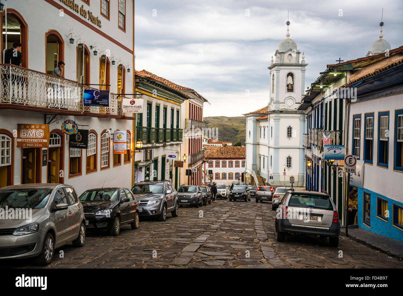 Maisons coloniales, Diamantina, Minas Gerais, Brésil Banque D'Images