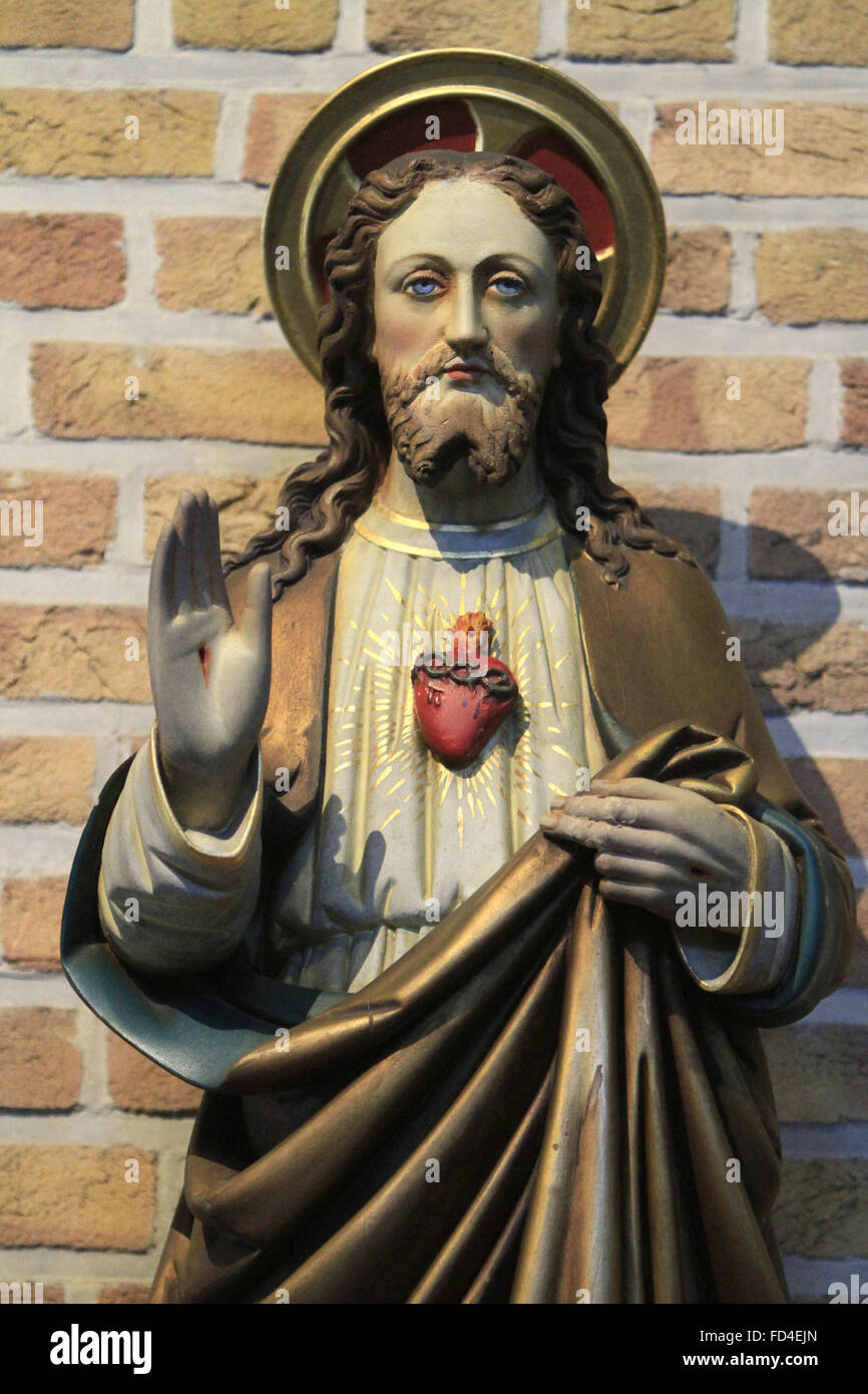 Jésus Christ. Sacré-Cœur. L'Immaculée Conception. St Petrus et Paulus Church St. Knokke-Heist. Banque D'Images