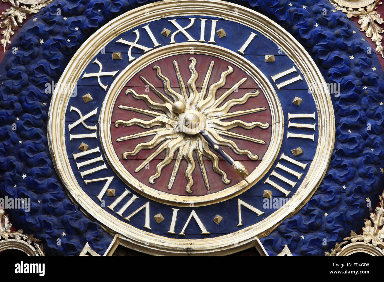 Gros Horloge, xive siècle, l'horloge astronomique à Rouen. Banque D'Images