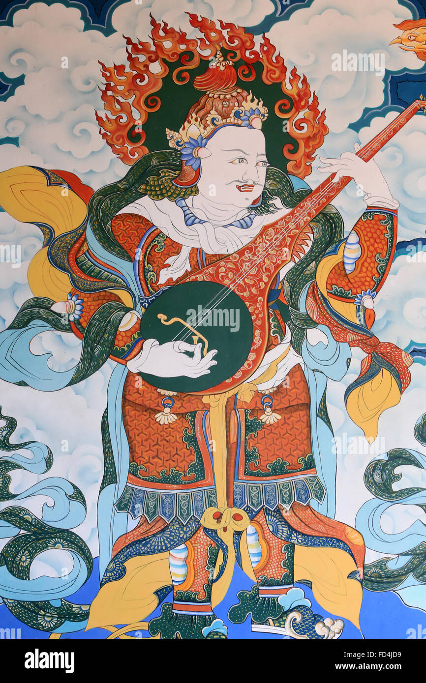 Gardien du temple. Congrégation Dashang Kagyu Ling. Temple des mille bouddhas. Banque D'Images
