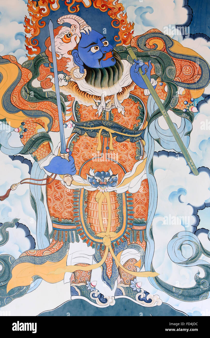 Gardien du temple. Congrégation Dashang Kagyu Ling. Temple des mille bouddhas. Banque D'Images