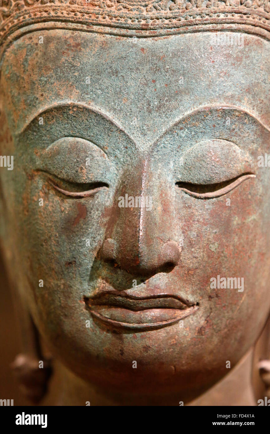 Bouddha. La Thaïlande. L'art d'Ayutthaya xvème et xvième siècle. Le bronze. Jnana mudra symbolisant la connaissance. Musée Guimet. Banque D'Images