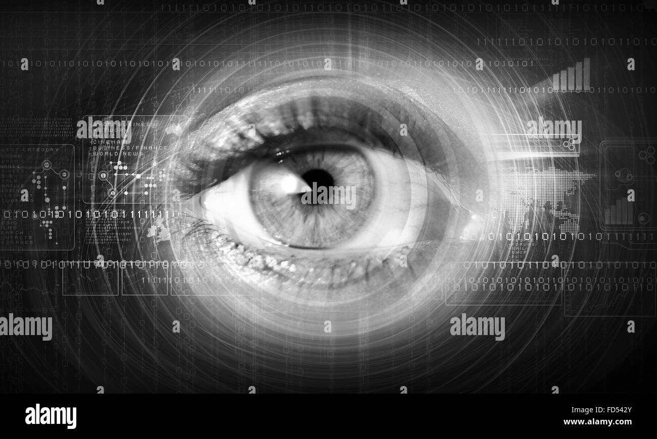 Image numérique de woman's eye. Concept de sécurité Banque D'Images