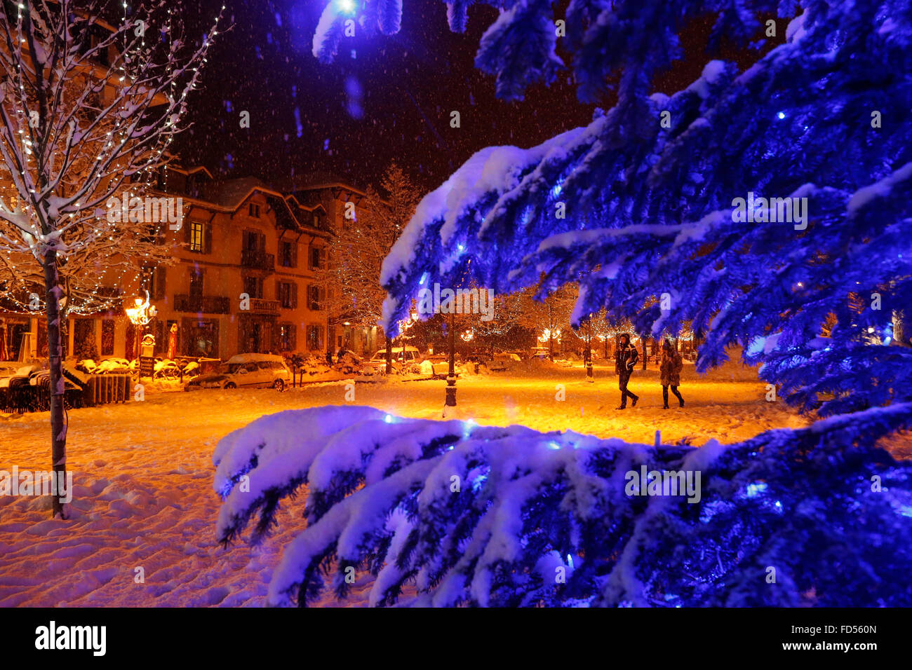 Saint-Gervais les bains. Arbre de Noël. Banque D'Images