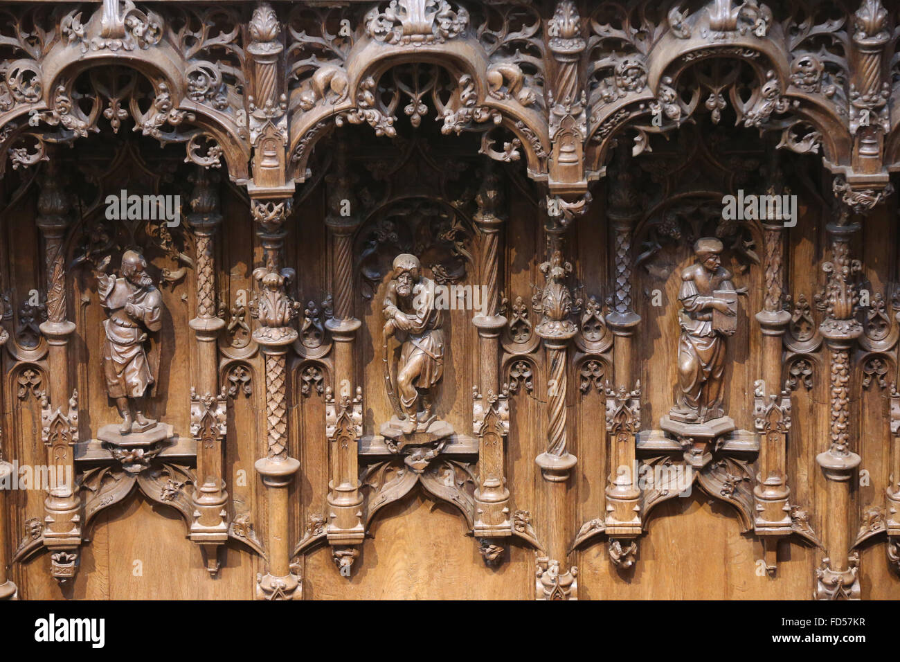 Le monastère royal de Brou. Les stalles du chœur. Banque D'Images